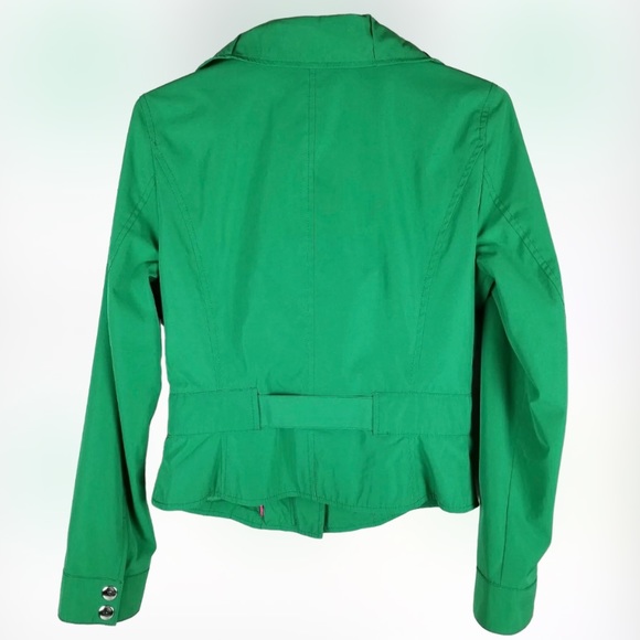 NWOT Express Women’s Zippered Moto Rain Jacket Emerald GREEN 🍀 SZ Small - Picture 7 of 12